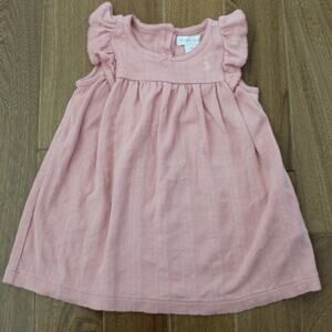 Ralph‎ Lauren Pink Knit Ribbed Baby Doll Fit and Flare Dress Pink 6 Month
